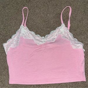 Pink Lace trim tank top